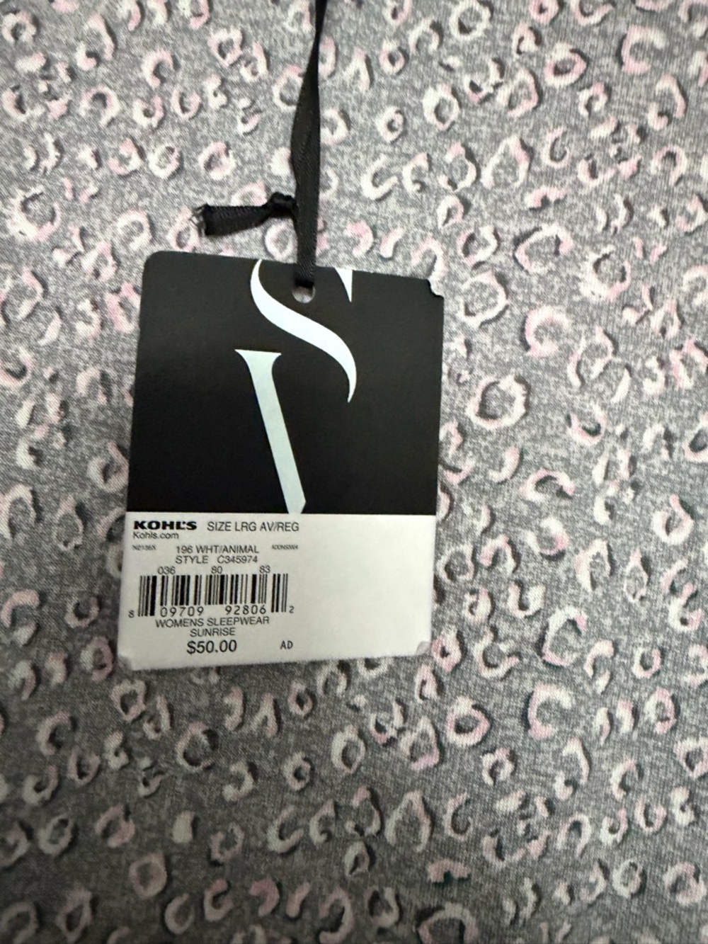 Simply Vera Vera Wang Pink & Gray Sleeveless Midi night gown - Picture 3 of 3